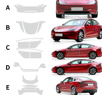 Housse de voiture transparente anti-rayures pour Tesla modèle 3 2024 Film de protection de peinture en vinyle brillant avec pare-soleil Invisible PPF