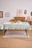 Nappe de table rectangulaire en coton et lin tissé à carreaux, à volants, lavable, écologique, personnalisable, style ferme, pour la maison et la cuisine
