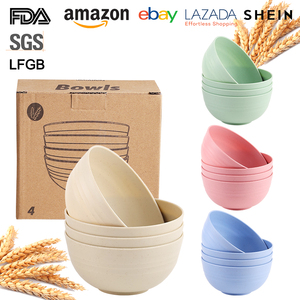 Sinh Thái Thân Thiện Với Phân Hủy Sinh Học 4 Pcs Ngũ Cốc Bát Không Thể Phá Vỡ Mì Salad Gạo Súp Bát Rơm Lúa Mì Đồ Ăn Bát Bộ - Product Image 2