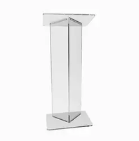 Atril de Iglesia Moderno de Plexiglás TOYIN, Atril de Acrílico Lucite con Panel de Aluminio Plateado