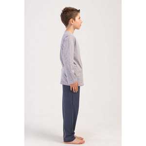 ชุดนอนเด็กชายแขนยาวมีปกและกระเป๋า ผ้าถักนุ่มสบายสำหรับเด็กวัยหัดเดิน ไซส์ 9/10-15/16 สำหรับฤดูใบไม้ผลิและฤดูหนาว - Product Image 2