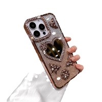 Étui de téléphone portable Android pour femmes avec miroir en diamant, design tendance, coque arrière élégante pour filles