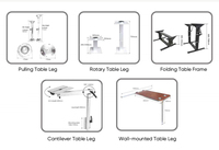 Pied de table rotatif télescopique réglable en hauteur pour camping-car, bateau, caravane, vente en gros