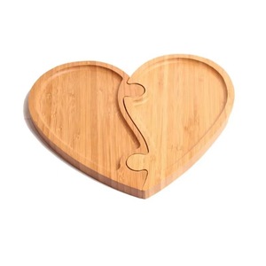 Solid Wood Interlocking Heart Shaped <b>Tray</b> For Valentine's Day Home Use Fruit Snack Storage - Product Image 2