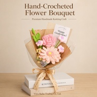Gebreide Geweven Handgemaakte Kunstbloemen Bouquet Rozen Tulpen Zonnebloemen Valentijnsdag Afstuderen Feestdag Cadeau Garen