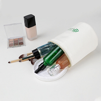 Sac cosmétique personnalisé portable en fibre de bambou, fermeture à glissière, léger, recyclable, étui à maquillage