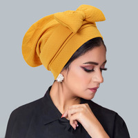 Gorro Turbante Étnico Sólido con Lazo para Mujer Musulmana, Estilo Africano e Indio, Transpirable, para Todas las Estaciones, de Lona y Poliéster, Moda Casual, Venta al por Mayor