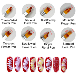 Ensemble de 8 pinceaux à ongles dentelés français, design pétale, fibres synthétiques, pour le dessin de motifs sur gel - Product Image 3