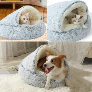Caverne à Chat Ronde Amovible à Capuche Confortable pour Intérieur Petits Chats <span class=keywords><strong>Chien</strong></span> <span class=keywords><strong>Apaisant</strong></span> Fond Imperméable Lavable <span class=keywords><strong>Lit</strong></span> pour Chat - Product Image 3