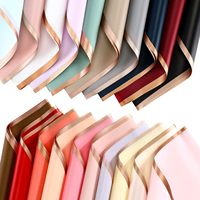 Papier d'Emballage Floral Imperméable Noir de Luxe, Bord Doré, Papier Cadeau pour Bouquets Colorés, Fournitures pour Fleuristes