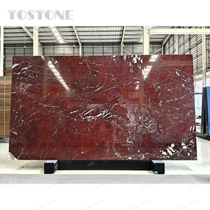 <span class=keywords><strong>Piedra</strong></span> Natural Tostone Bordeaux Roja Oscura con Vetas Blancas, Losa de Cuarcita Pulida para Proyectos de Encimeras de Cocina de Lujo - Product Image 1