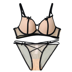 Customized <b>Sexy</b> Beautiful Back Ultra-thin Mesh Embroidery Everyday Waist Breathable Gathering Push up <b>Bra</b> <b>Set</b> - Product Image 4