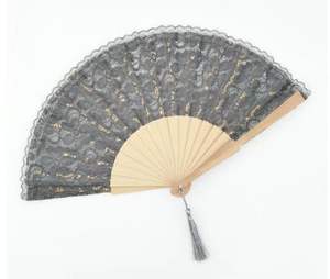 Cherry Wooden 23cm <b>Hand</b> <b>Fan</b> Lace Decoration <b>Folding</b> <b>Fan</b> Dance Party <b>Folding</b> <b>Hand</b> <b>Fan</b> - Product Image 4