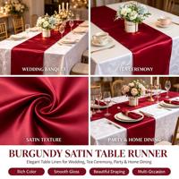 Chemin de table en satin de polyester personnalisable, écologique et durable, couleur unie minimaliste, haute densité, rouge, pour décoration de mariage