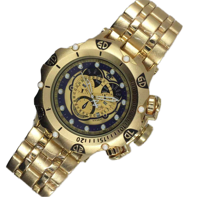 Luxury Alloy Men's Quartz Watch Chronograph Analog Pointer Multi-Function Three-Eye Business Acrylic Water Resistant