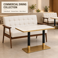 Ensemble de salle à manger classique avec table en pierre frittée pour café, ensemble de banquette pour hôtel et salle à manger