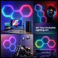 Lampes de garage hexagonales RGB avec synchronisation musicale, modes de gradation et de vitesse, éclairage de plafond en nid d'abeille DIY pour salle de jeux et atelier