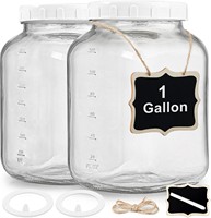 Lot de 2 bocaux Mason en verre transparent de 1 gallon à large ouverture avec joint en silicone pour la fermentation et le stockage alimentaire (vente en gros)