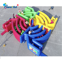 Parcours d'obstacles gonflable interactif pour 4 joueurs en plein air
