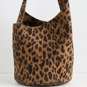 Custom Leopard Printed Single Shoulder Suede <b>Handbag</b> <b>Medium</b> Tote Portable Button Closure Fashionable Vintage Lady Summer Winter - Product Image 4