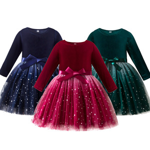 Nuevo Vestido <span class=keywords><strong>de</strong></span> Manga Larga para <span class=keywords><strong>Niñas</strong></span>, Otoño Invierno, con Lazo y Lentejuelas, Vestido <span class=keywords><strong>de</strong></span> Princesa en Capas para <span class=keywords><strong>Niñas</strong></span> <span class=keywords><strong>de</strong></span> 3 a 8 Años, para <span class=keywords><strong>Navidad</strong></span> y Fiestas <span class=keywords><strong>de</strong></span> Año Nuevo - Product Image 1