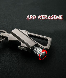 Briquet multifonctionnel en métal avec porte-clés, ouvre-bouteille de bière, accessoires de fumeur portables pour l'extérieur, briquet à cigarette au kérosène pour hommes - Product Image 5