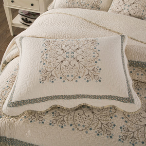 Cao cấp tinh khiết bông trải giường hai mặt thêu mùa hè Quilt chất lượng Quilted tấm ga trải giường có thể giặt với mô hình thực vật - Product Image 3