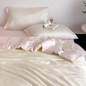 Parure <span class=keywords><strong>de</strong></span> lit 4 pièces en soie lavée brodée imprimée pour l'été – Confort et douceur pour adultes - Product Image 1