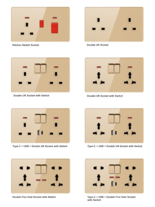 Chất lượng cao phong cách Retro Matte Acrylic Bảng điều chỉnh màu đen vàng trắng màu xám-UK tiêu chuẩn tường diplexed truyền hình vệ tinh FM ổ cắm tấm 13A - Product Image 5