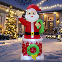 Décoration de Noël gonflable extérieure Père Noël grimpant avec sac de cadeaux, en tissu Oxford imperméable, éclairage LED, pour jardin et pelouse