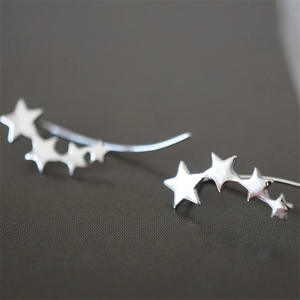 Pendientes de Estrella en Oro Blanco E2064, Joyería Fina Minimalista Unisex, Par - Product Image 6