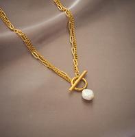 Mode Double Couches Ot Fermoir Pendentif Collier Collier Os Collier pour Femmes Bijoux