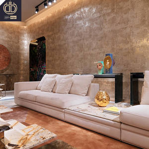 Divano moderno contemporaneo di lusso 7 posti in pelle Beige con luce LED in pelle di lusso <span class=keywords><strong>Napa</strong></span> - Product Image 4