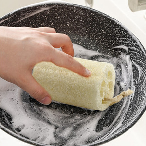 Natural <b>Loofah</b> Sponge Dish Scrubber Bleached Cylinder For Pots And Pans Cleaning - Product Image 2
