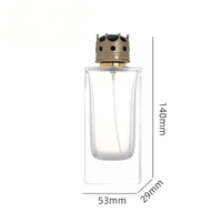 Flacon de parfum carré plat de luxe transparent vide de 50 ml avec bouchon à vis, givré et sérigraphié, pour diffuseur à bâtonnets, avec boîte d'emballage