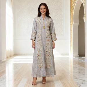 Nouvelle robe longue modeste de style Dubaï, en tissu de haute qualité, avec des paillettes, Abaya pour femmes musulmanes, fournisseur - Product Image 3