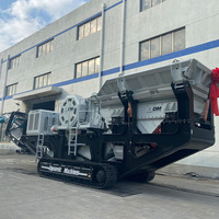Trituradora de piedra de cantera, maquinaria de minería móvil con bomba de motor y componentes de engranajes, capacidad de 80-350 toneladas/hora, Control remoto