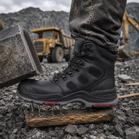 Botas de Seguridad Industriales con Puntera de Material Compuesto, Botas de Trabajo de Cuero Genuino, Impermeables, Antipinchazos, con Suela de PU