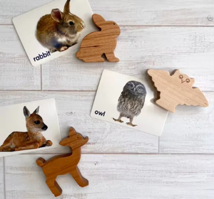 Ahşap hayvanlar oyuncaklar Woodlland hayvan Montessori oyuncaklar Moose tilki ayı baykuş geyik kuş - Product Image 2