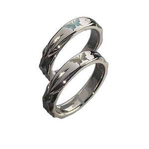 Có Thể Điều Chỉnh Mở Người Đàn Ông Của Phụ Nữ Bướm Vài Vòng Bohemian Sáng Acrylic Wedding Party Trang Sức Thép Không Gỉ Phát Sáng Tối - Product Image 5