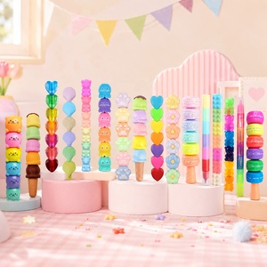 Marcadores Macron Coloridos, Lindos y Kawaii, con Forma de Animal, Pulpo, Flor, Corazón, Diseño de Osito de Dibujos Animados, Multicolor, Apilables, <span class=keywords><strong>Pastel</strong></span>, para Manualidades - Product Image 3