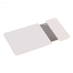 Textured PU Leather Unbreakable Stainless Steel Pocket <b>Mirror</b> Stitching Pouch Credit Card Size Cute Sticker Makeup <b>Mirror</b> - Product Image 2