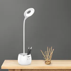 Lâmpada de mesa regulável rts led, para estudo com caneta e suporte de celular, estojo de armazenamento, gooseneck ajustável