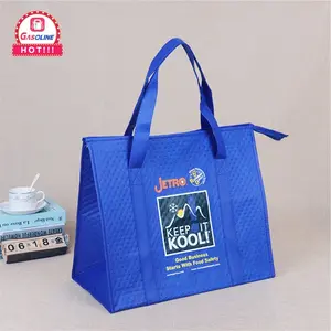 High quality non woven food thermal insulation carrying cooler bag with long handle and zipper