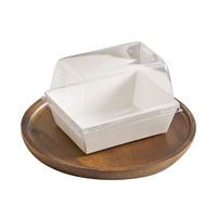 Emballage Personnalisé Boîte à Burger Carrée à Emporter, Couvercle Haut en Plastique Transparent Anti-Buée, Emballage Boîte à Petit Gâteau, Contenants en Carton Blanc