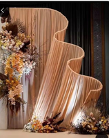 Arco de Boda Personalizable con Soporte, Estructura Ondulada, Tubos y Cortinas, Fondo de Arco, Exhibición de Truss