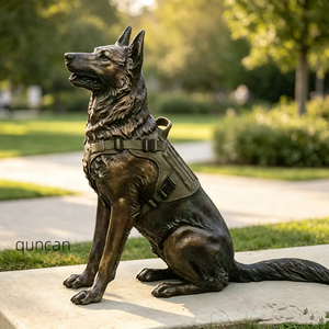 Statue de <span class=keywords><strong>Berger</strong></span> <span class=keywords><strong>Allemand</strong></span> grandeur nature en bronze, sculpture animale d'extérieur, sculpture commémorative de chien des Forces Spéciales en laiton pour jardin et parc - Product Image 2