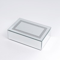 Boîte de rangement en verre rectangulaire pour cosmétiques, support de rangement de bureau, seau à pinceaux de maquillage, chambre à coucher, simple, rouge à lèvres, bijoux