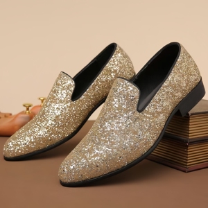 Mocassins de Luxe pour Hommes – Chaussures Habillées Dorées et Argentées à Paillettes, Idéales pour Mariages et Soirées – Chaussures Plates de Créateur de Haute Qualité à Enfiler pour Hommes - Product Image 6