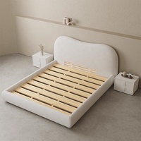 Zayshine Französisches Luxus-Bett in Creme, Weißes Sherpa-Bett in Übergröße für Hauptschlafzimmer, 1,5-1,8 Meter, Modulares Apartment-, Villa- und Hotel-Doppelbett